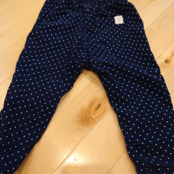 9-12m H&M naby corduroy white polkadot pants - Picture 2 of 5